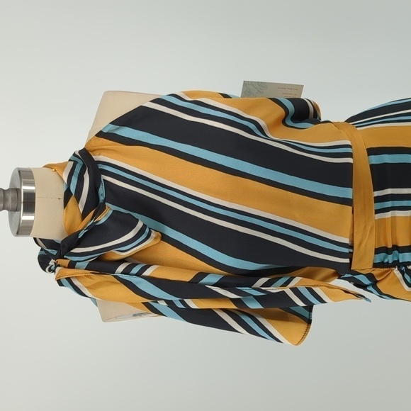 Zara Striped Satin Top + Skirt Yellow Black S retro preppy Business casual - Picture 3 of 8